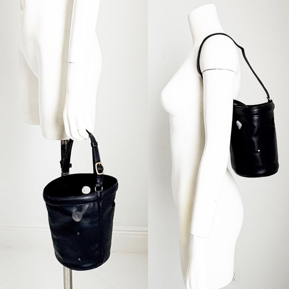 Hermes Mangeoire Bag Tote Black Box Calf Leather Feed Bucket Bag Vintage 60s - Picture 4 of 14